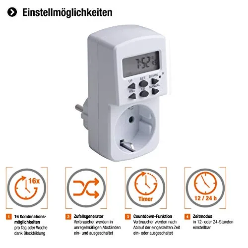 Meister ▫️ Temporizador digital de semanas, 1800 W, IP20, 7474110 2