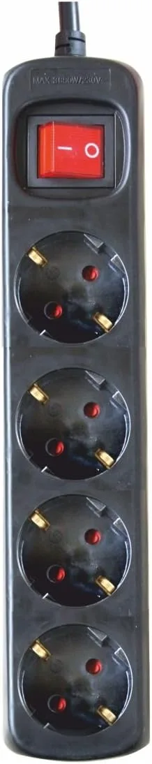 SILVER ELECTRONICS ▫️ Extensão com 4 tomadas e interruptor, preta, 4 tomadas, cabo de 1,5 metros, proteção para crianças, ligação à terra