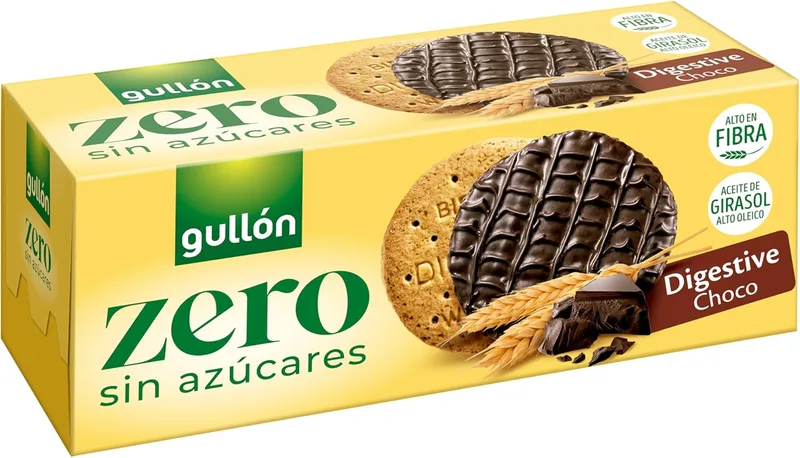 Gullón ▫️ Biscoito Digestive de Chocolate, ZERO sem açúcares, Caixa de 270 g