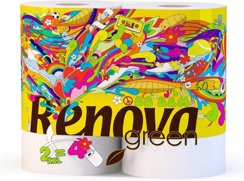 RENOVA ▫️ Green, papel de cozinha reciclável XXL, 2 rolos