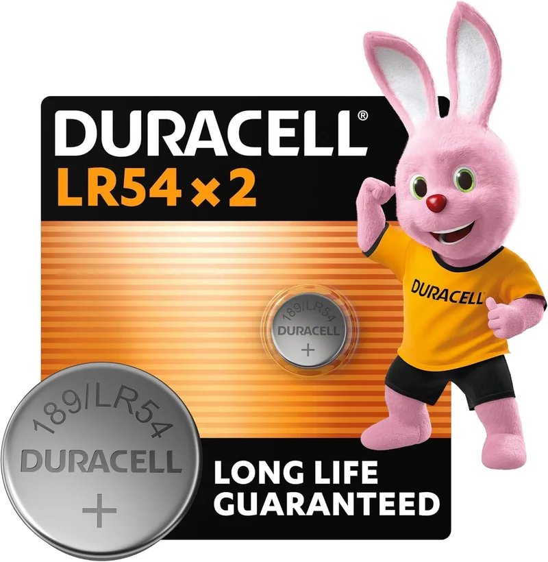 Duracell ▫️ Pilhas alcalinas especiais LR54 1.5V (embalagem de 2) (189/LR1130) - Longa duração - Termómetros, calculadoras, relógios, aparelhos médicos - 5 anos de duração - Prevenção de fugas