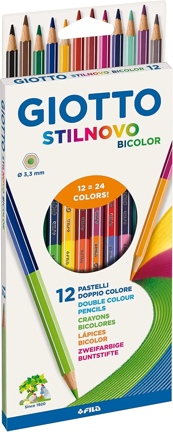 Giotto ▫️ Lápis de cor Stilnovo Bicolor, estuche com 12 unidades