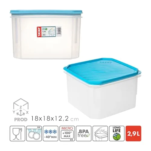 Tatay ▫️ Tupper Hermético Top Flex 18,5 x 18,5 x 12,2 cm, de plástico sem BPA 2