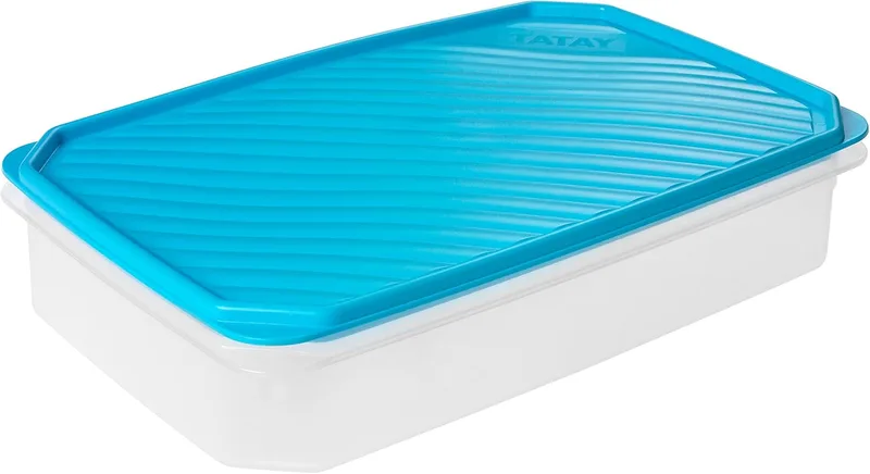 Tatay ▫️ Tupper Hermético 2,1 L Top Flex | Tampa de pressão | Recipientes herméticos para alimentos | Adequado para micro-ondas, máquina de lavar louça, frigorífico e congelador | Plástico sem BPA | 28,5 x 18,5 x 6 cm, azul