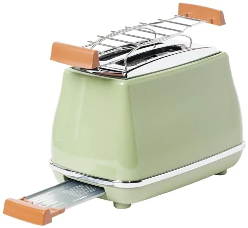 De'Longhi ▫️ CTOV 2103.GR Torradeira Icona Vintage 900 W, 2 fatias, aço inoxidável, verde 6