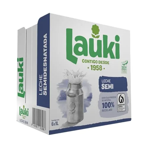 Lauki ▫️ Leite semidesnatado com respeito pelo bem-estar animal - Sem açúcar adicionado e sem glúten - Embalagem UHT, pacote de 6 x 1 L 3