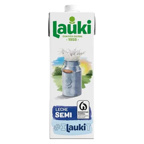 Lauki ▫️ Leite semidesnatado com respeito pelo bem-estar animal - Sem açúcar adicionado e sem glúten - Embalagem UHT, pacote de 6 x 1 L 4