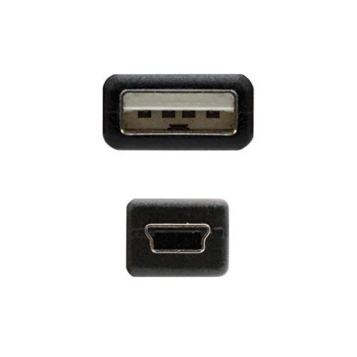 Nanocable ▫️ 10.01.0401 - Cabo USB 2.0 para mini USB, destinado principalmente a telemóveis e câmaras digitais, tipo A/M-Mini B/M, macho-macho, preto, 1 m 3