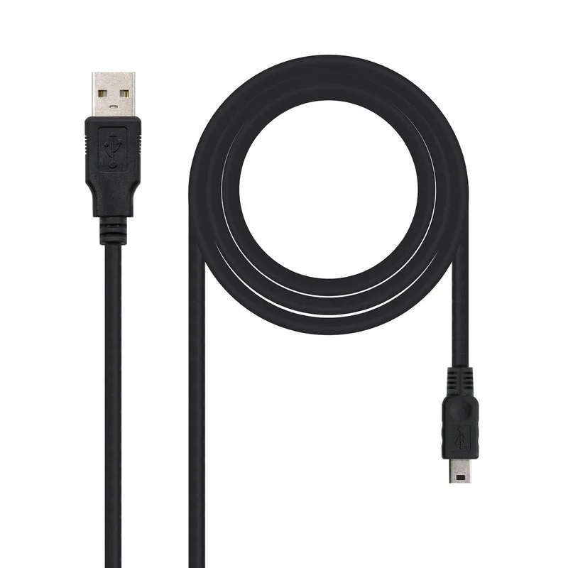 Nanocable ▫️ 10.01.0401 - Cabo USB 2.0 para mini USB, destinado principalmente a telemóveis e câmaras digitais, tipo A/M-Mini B/M, macho-macho, preto, 1 m