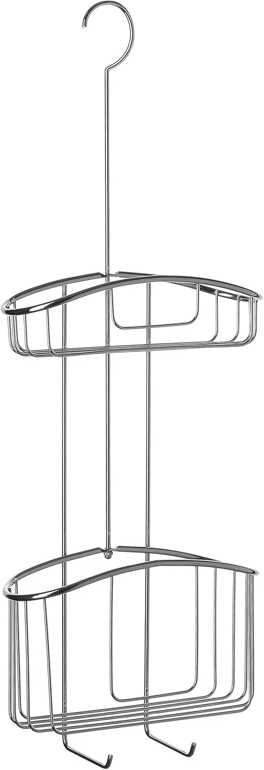 Tatay ▫️ Cabide de duche 100% aço inoxidável 2 alturas | Resiste à humidade e à corrosão | Montagem fácil sem furos | Design moderno | Cesto de duche com drenagem eficiente | 22,5 x 9 x 60 cm - Metal