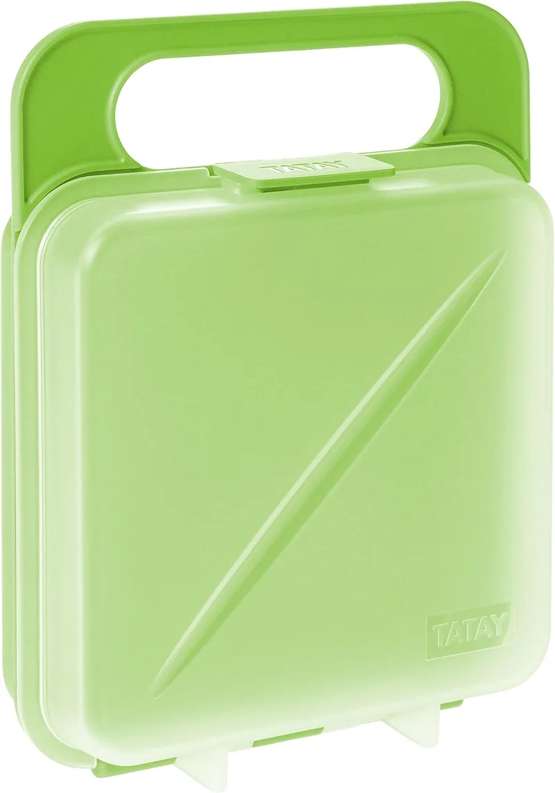 Tatay ▫️ Porta-Sanduíches Fresh – Design reutilizável, sem BPA, fecho de clipe | Porta-Sanduíches | Dimensões: 14 x 4 x 18 cm | Lavável na máquina de lavar louça, adequado para micro-ondas e congelador | Design compacto | 1 unidade, verde + lima