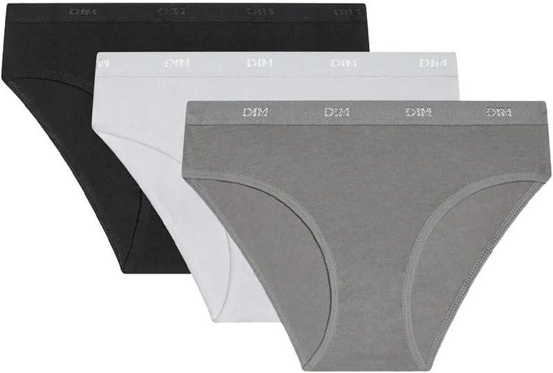 Dim ▫️ Les Pockets Ecodim Coton - Conjunto de 3 cuecas para mulher (Conjunto de 3)