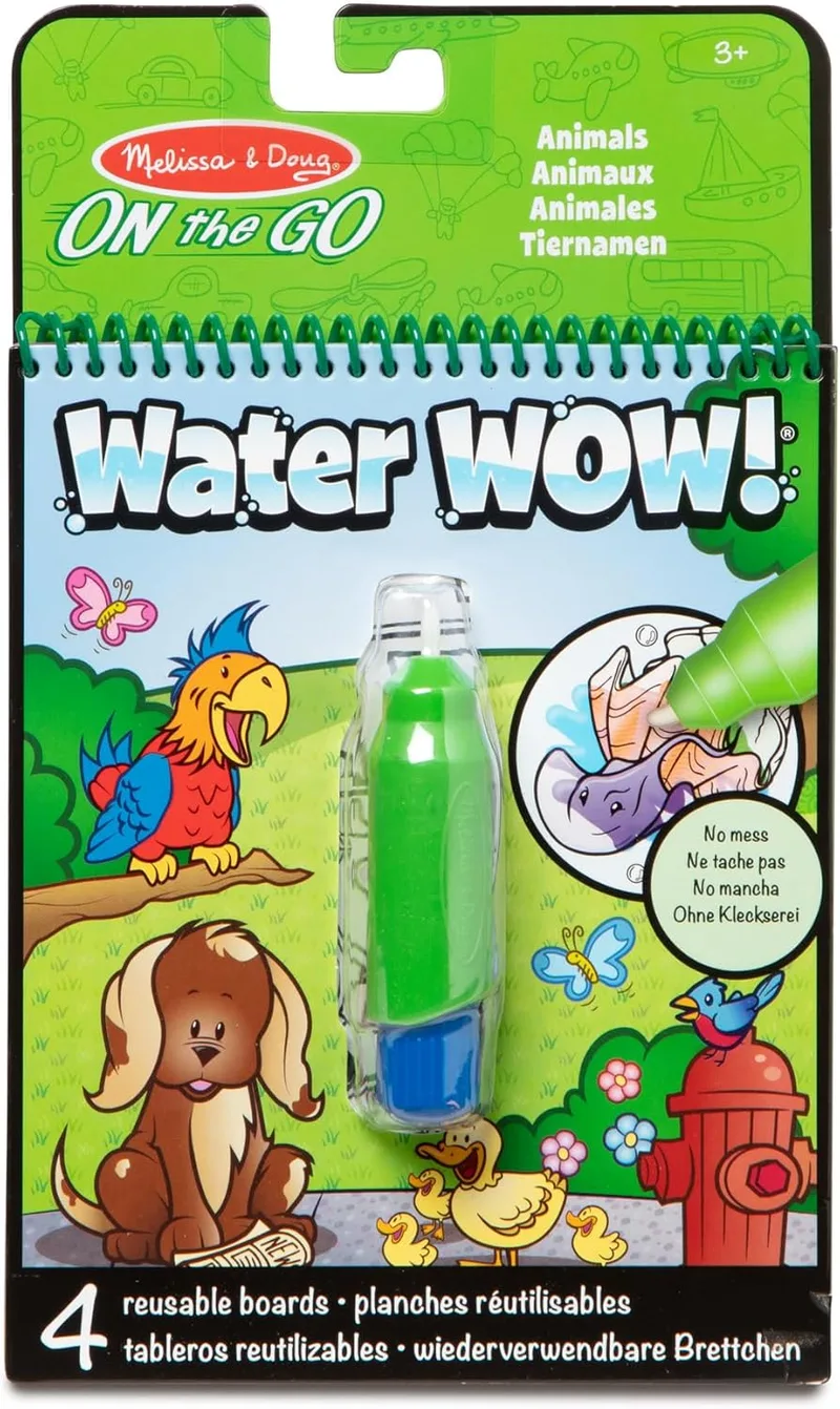 MELISSA & DOUG WATER WOW! ANIMALS: Quadro de água reutilizável e caneta de água, 4 páginas de água mágicas reutilizáveis para pintar com água 6074878 Artesanato Prenda para crianças para crianças com mais de 3 anos Certificados FSC