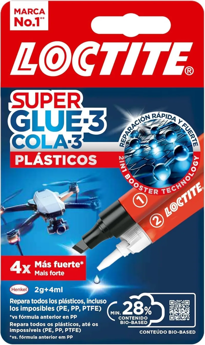 Loctite ▫️ Super Glue-3 Plásticos, Cola Instantânea Transparente, 2 g/4 ml