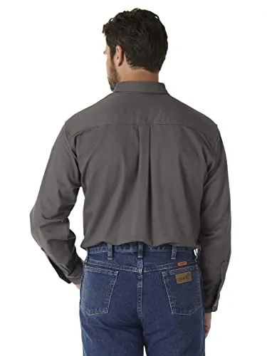 Wrangler ▫️ Camisa de trabalho de manga comprida com bolso com aba, em sarja resistente ao fogo, com avental de utilidades com botões para homem 2
