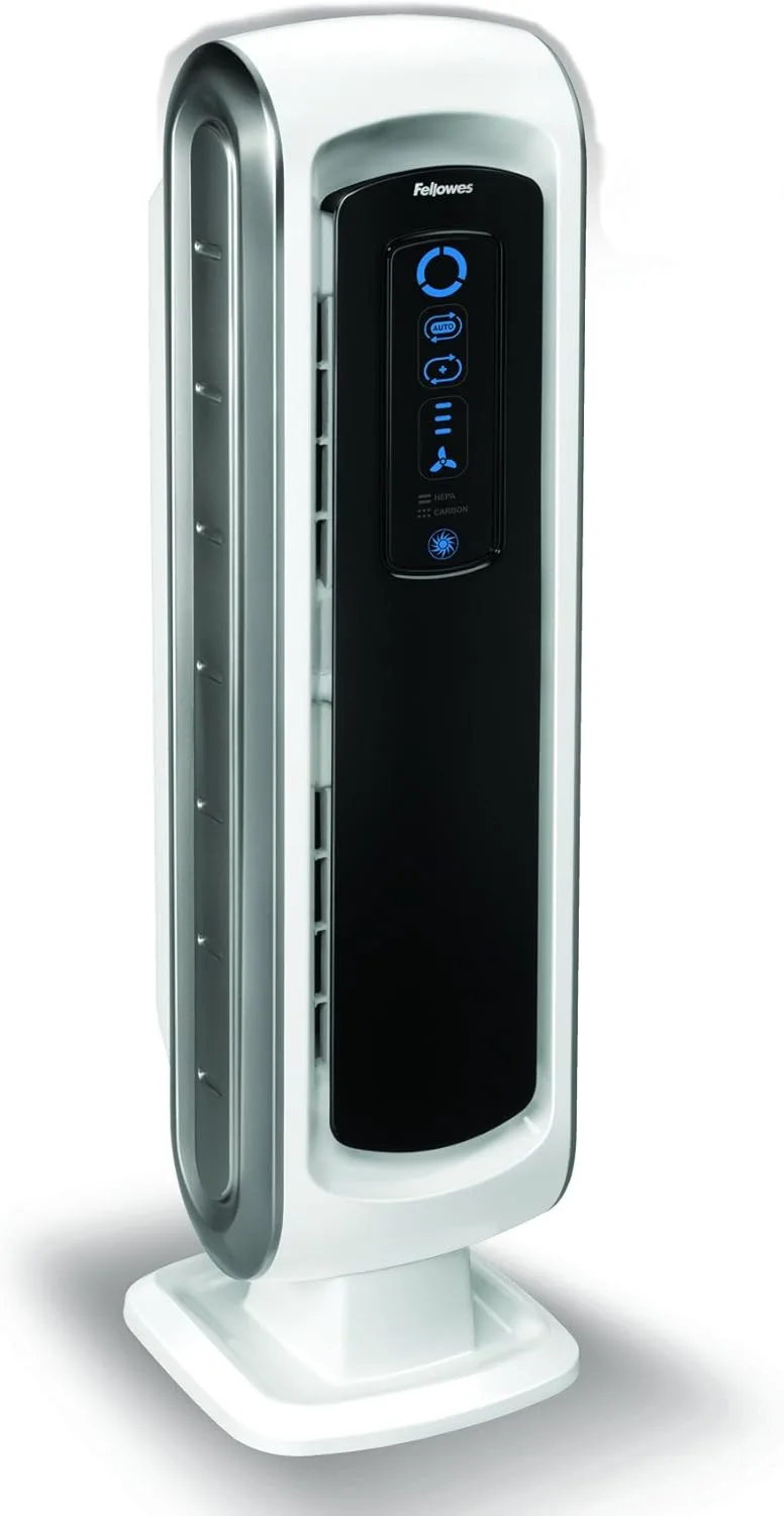 Fellowes ▫️ Purificador de ar AeraMax DX5, sistema de purificação com filtro HEPA e de carbono de 4 fases, tecnologia AeraSafe e Auto Smart, ideal para divisões até 40 m².