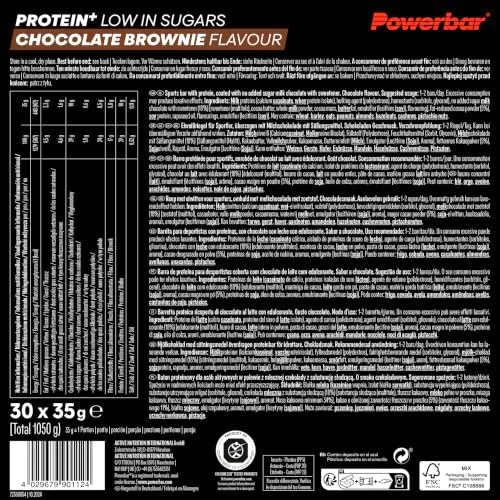 PowerBar ▫️ Protein Plus - Baixo Teor de Açúcar - Chocolate-Brownie - 30x35 g - Barra com apenas 107 Kcal - Barra fitness com fibra 2