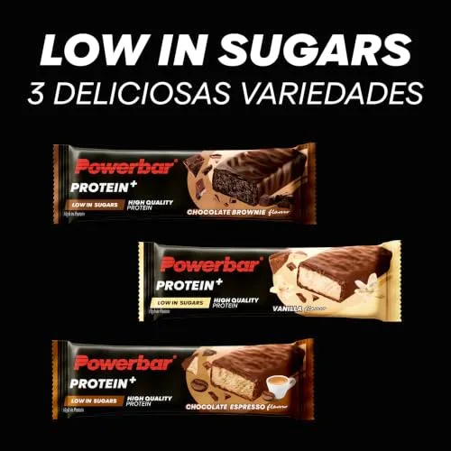 PowerBar ▫️ Protein Plus - Baixo Teor de Açúcar - Chocolate-Brownie - 30x35 g - Barra com apenas 107 Kcal - Barra fitness com fibra 3