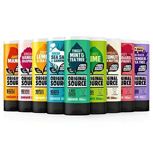 ORIGINAL SOURCE ▫️ Fonte original: Gel de banho de baunilha e framboesa, fragrância 100% natural, vegan, não testado em animais, sem parabenos, embalagem grande com 6 x 250 ml 7