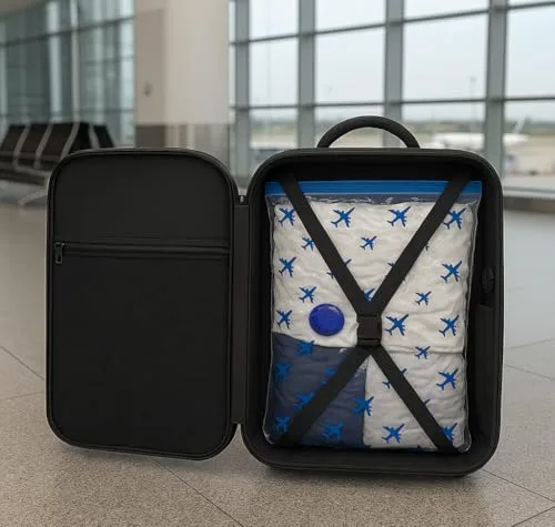 Lavatelli ▫️ Conjunto de 2 sacos a vácuo para roupa de viagem 40x60 cm | Ideal para malas, mochilas e malas com rodas | Poupa espaço e protege contra ácaros e humidade | Reutilizáveis e resistentes 3