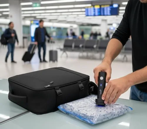 Lavatelli ▫️ Conjunto de 2 sacos a vácuo para roupa de viagem 40x60 cm | Ideal para malas, mochilas e malas com rodas | Poupa espaço e protege contra ácaros e humidade | Reutilizáveis e resistentes 6
