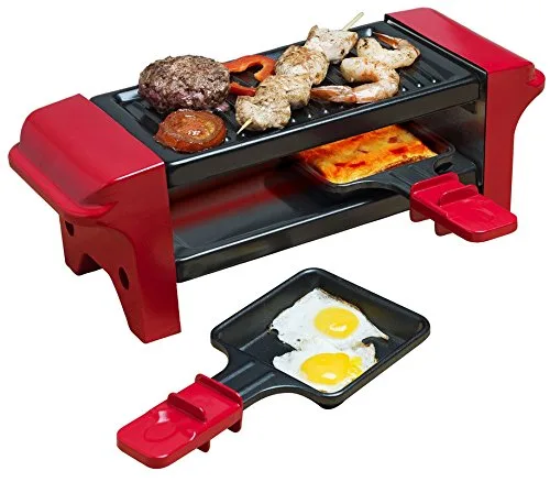 Bestron ▫️ Mini Raclette para 1 ou 2 pessoas, antiaderente, 350 W, vermelho/preto 2