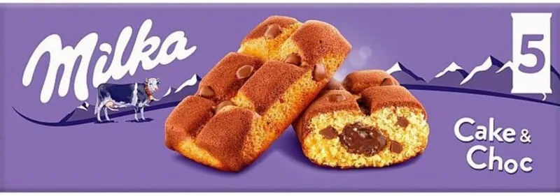 Milka ▫️ Cake & Choc Alpine Bolo de chocolate com pepitas de chocolate de leite e recheio de chocolate, 175g