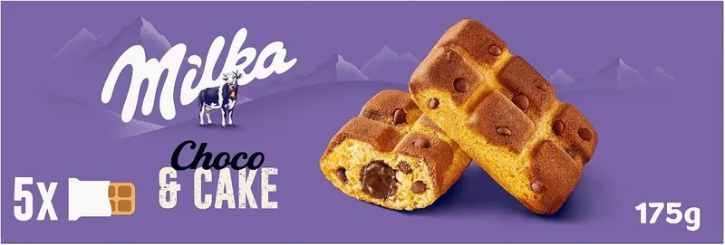 Milka ▫️ Cake & Choc: Bolo com Pepitas e Recheio de Chocolate, 175 g
