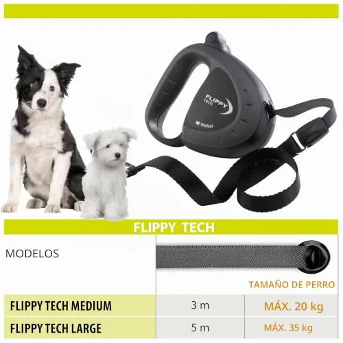 Ferplast ▫️ Trela Extensível para Cães Flippy Tech, Trela para cães de tamanho médio até 25 kg. Fita extensível até 3 m. Botão único de bloqueio e libertação, roxo 6