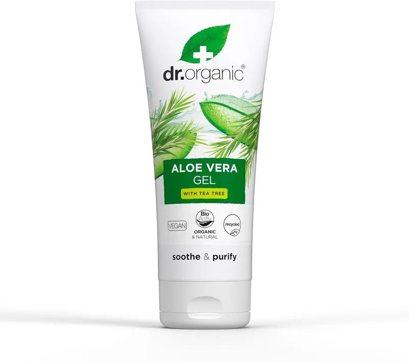 Dr.Organic ▫️ Gel de Aloe Vera com Óleo de Árvore do Chá Orgânico e Arnica, Preto, 200 mililitros