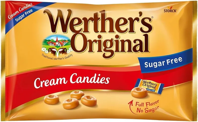 Werther's Original ▫️ Sugar Free Butter & Cream Toffee Sweets - Saco de 1kg - Sabor clássico - Sem glúten - Adequado para vegetarianos e diabéticos - Para partilhar e oferecer