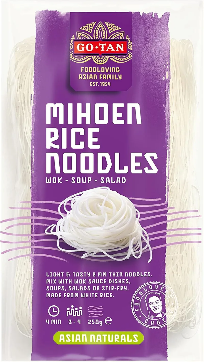Go-Tan ▫️ Macarrão de arroz, ideal para wok, saladas e sopas, macarrão fino - 250 g
