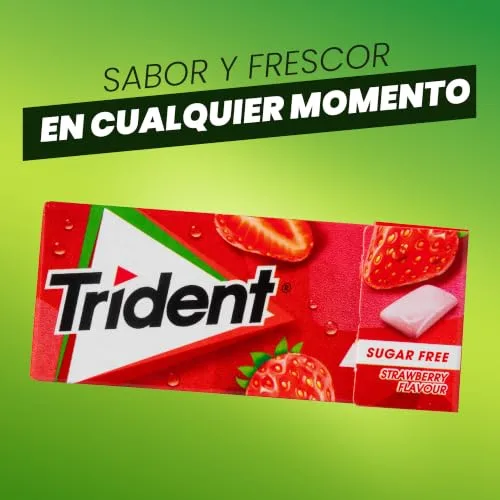 Trident ▫️ Fresh Gragea Morango – Pastilhas elásticas sem açúcar com sabor a morango – Embalagem com 24 pacotes de 14,5 g 3