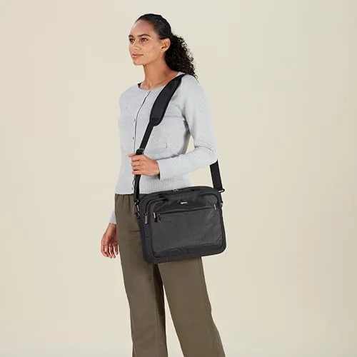 Amazon Basics ▫️ Mala compacta para portátil com alça de ombro e bolsos para acessórios (14 polegadas, 35,6 cm), preta, 1 unidade 2