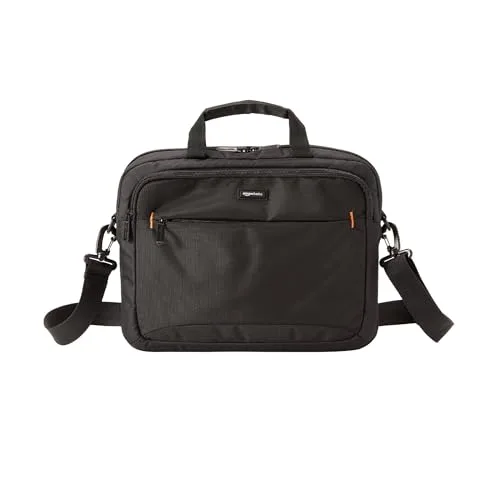 Amazon Basics ▫️ Mala compacta para portátil com alça de ombro e bolsos para acessórios (14 polegadas, 35,6 cm), preta, 1 unidade 5