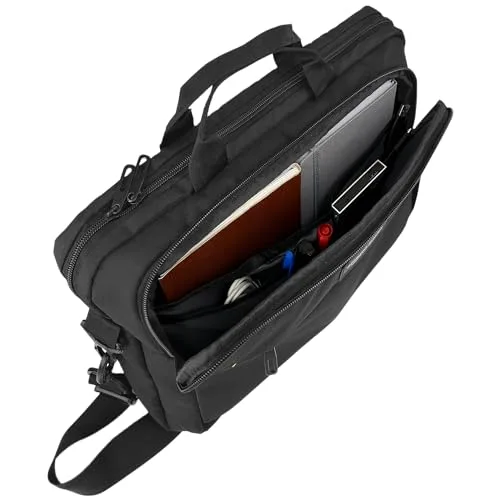 Amazon Basics ▫️ Mala compacta para portátil com alça de ombro e bolsos para acessórios (14 polegadas, 35,6 cm), preta, 1 unidade 6