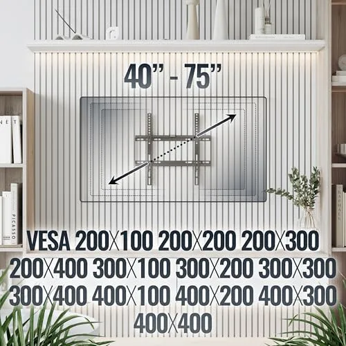 RICOO ▫️ Suporte de parede fixo para televisores planos ultrafinos de 26-55" (66-140 cm) F0144 Universal para televisores LED/LCD/curvos com VESA 200x200-400x400 5