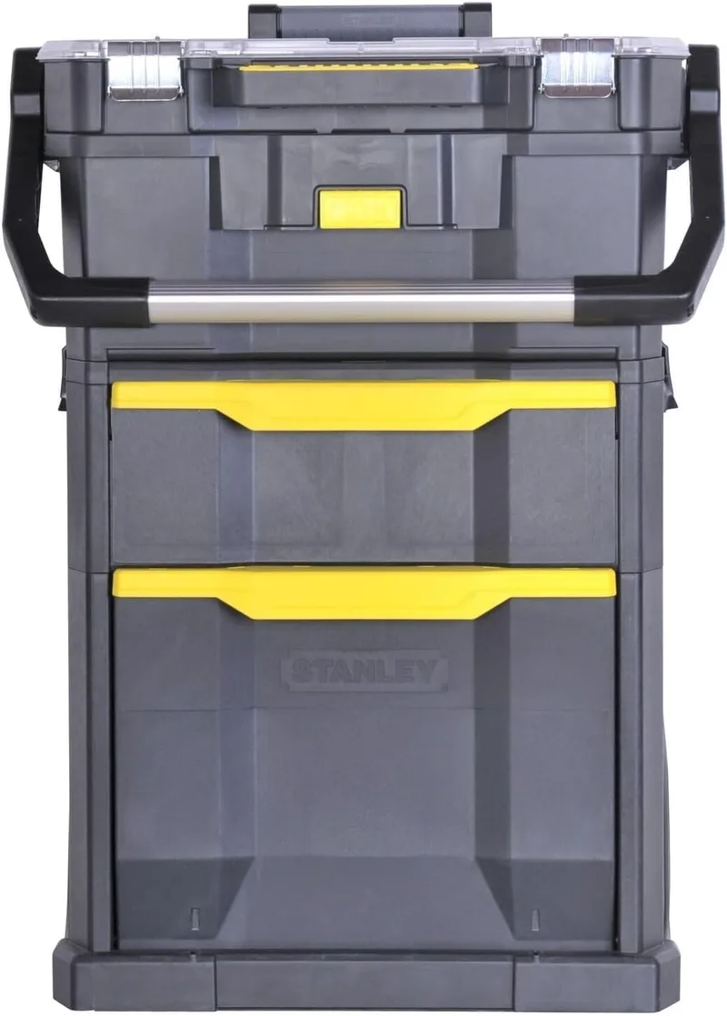 STANLEY ▫️ STST1-79231 - Oficina móvel para ferramentas 2 em 1, 56 x 38,2 x 76,4 cm, Preto/Amarelo
