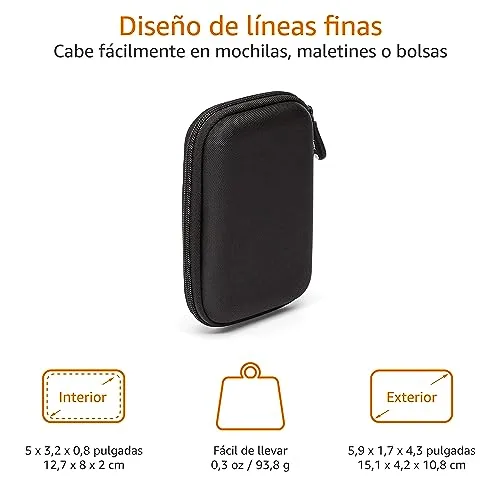 Amazon Basics ▫️ Bolsa para disco rígido, 15,1 x 10,8 x 4,2 cm, cor preta e laranja 3