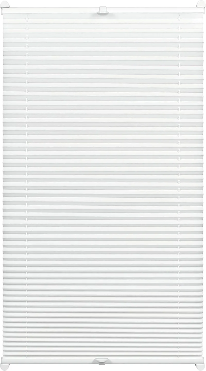 Gardinia ▫️ Estores plissados, Estores opacos dobráveis, Todas as peças de montagem incluídas, Estores plissados EASYFIX fixados com duas calhas, Branco, 90 x 210 cm (LxA)