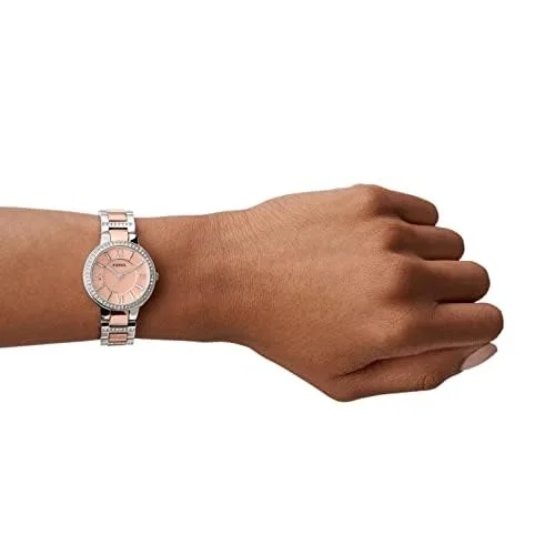 Fossil ▫️ Relógio Virginia para mulher, movimento de quartzo com três ponteiros e bracelete em aço inoxidável 4