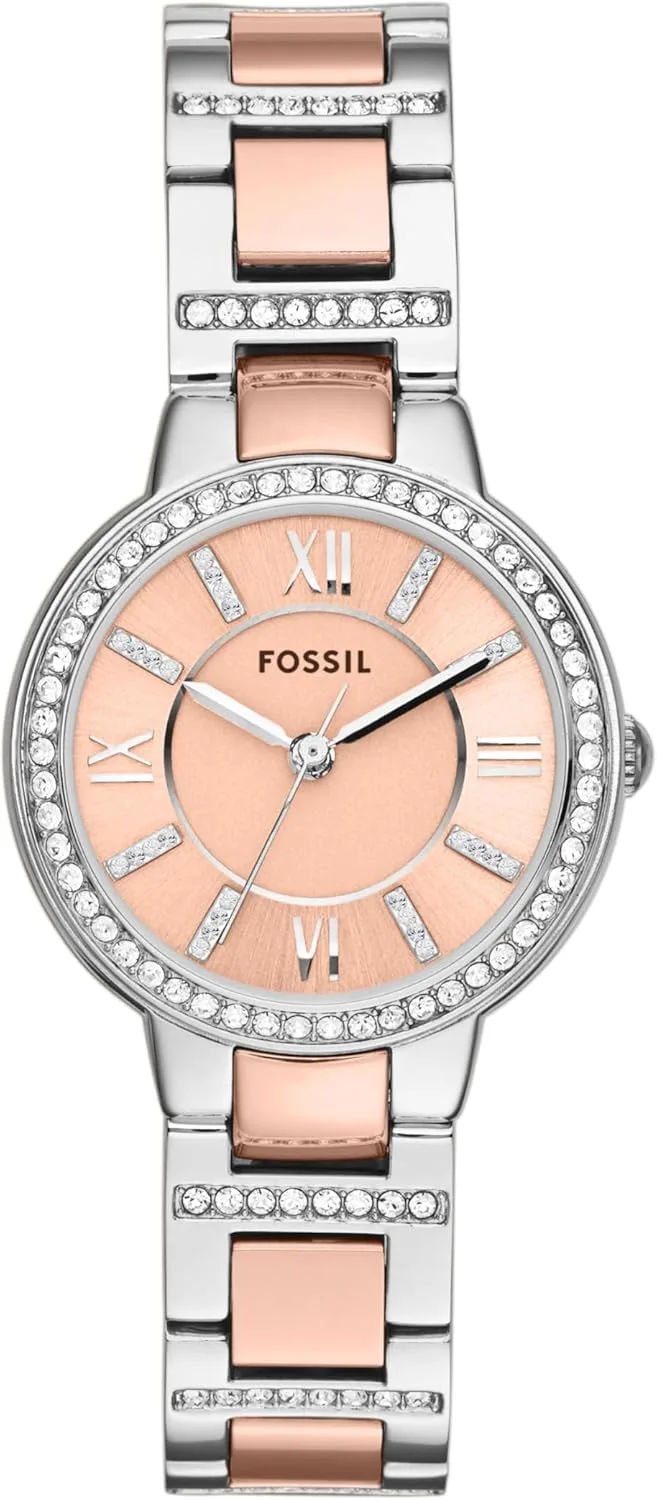 Fossil Virginia Women's Watch, Movimento de Quartzo a Três Mãos com Bracelete em Aço Inoxidável