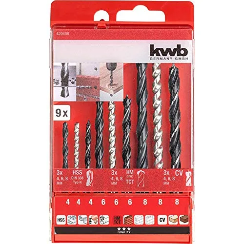 kwb ▫️ 49420400 - Conjunto de brocas combinadas, com tungsténio (9 peças) 2