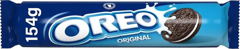 Oreo ▫️ Original com sabor a baunilha, bolachas recheadas, 14 bolachas, 154 g
