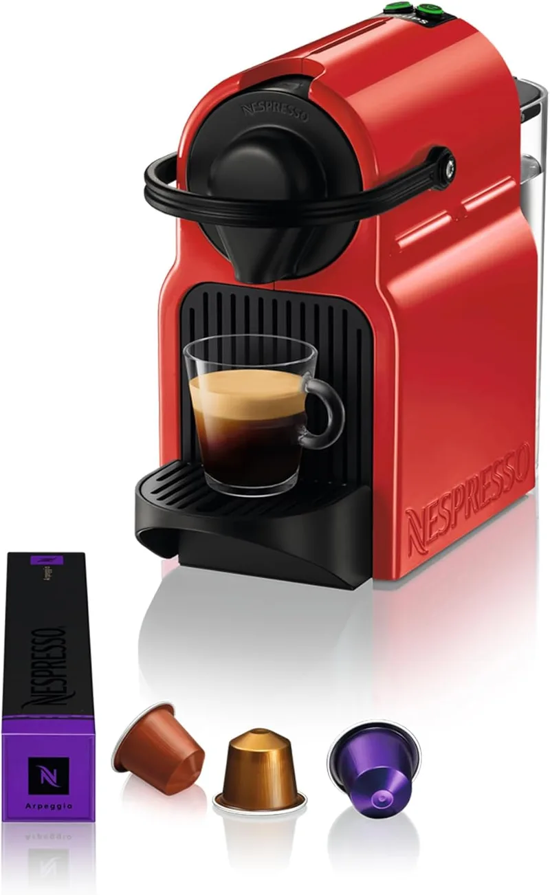 Krups ▫️ Nespresso Inissia XN1005 - Máquina de café de cápsulas Nespresso, 19 bar, desligamento automático, cor vermelha