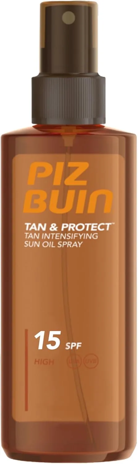 Piz Buin ▫️ Tan & Protect Tan Intensifying Sun Oil Spray (1x150 ml), bronzeador solar com FPS 15 e filtros UVA/UVB, óleo bronzeador com Illumitone, protetor solar leve