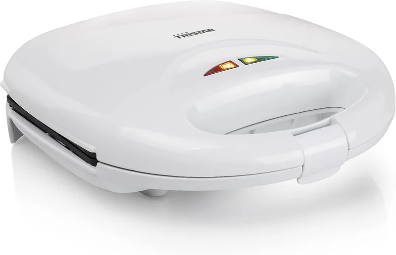 Tristar ▫️ SA-3050 Grelhador para sanduíches com placas para grelhar, tamanho compacto com compartimento para cabos, potência 750 W, revestimento antiaderente, cor Branco