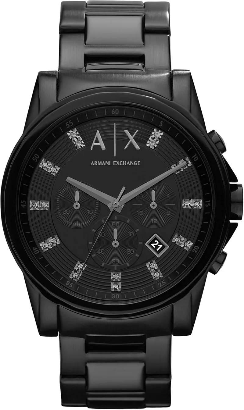 Armani Exchange ▫️ Relógio para homem, movimento cronógrafo de quartzo e caixa de 45 mm com bracelete em aço inoxidável