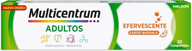 MULTICENTRUM ▫️ Adultos – Suplemento Multivitamínico Efervescente de Laranja
