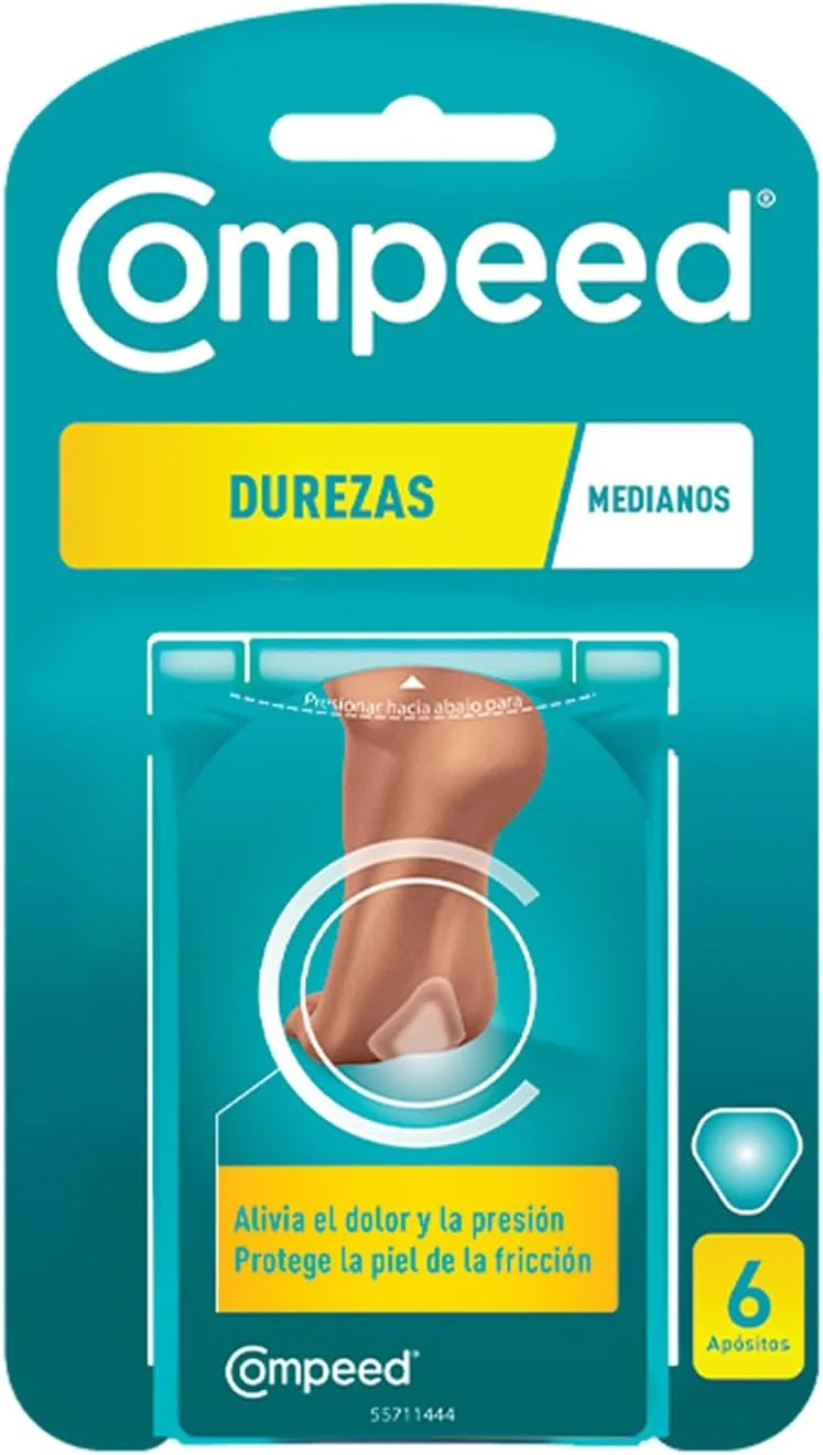 Compeed ▫️ para Calos Médios, Pensos Hidrocoloides para os Pés, Embalagem de 6 unidades | Eliminação rápida, alívio da dor, proteção contra o atrito, amortecimento, uso diário